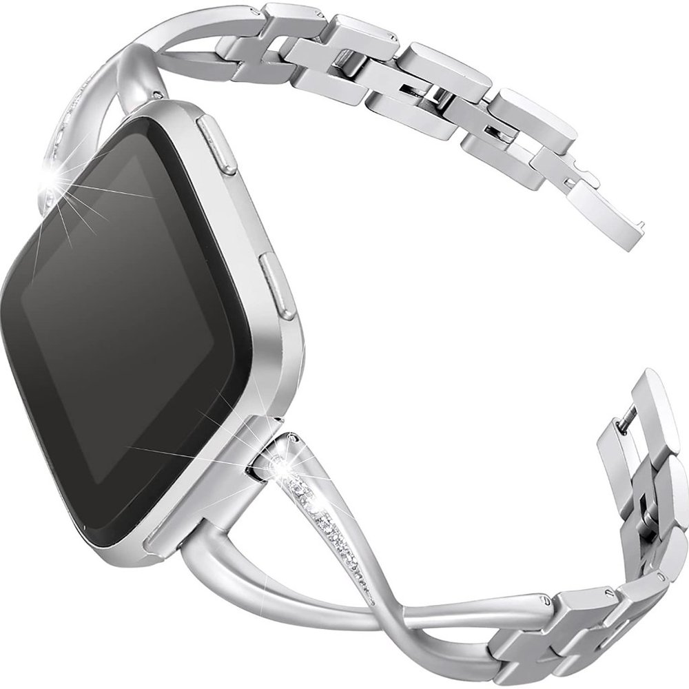 Fitbit Versa / Versa 2 Silver Rhinestone Band